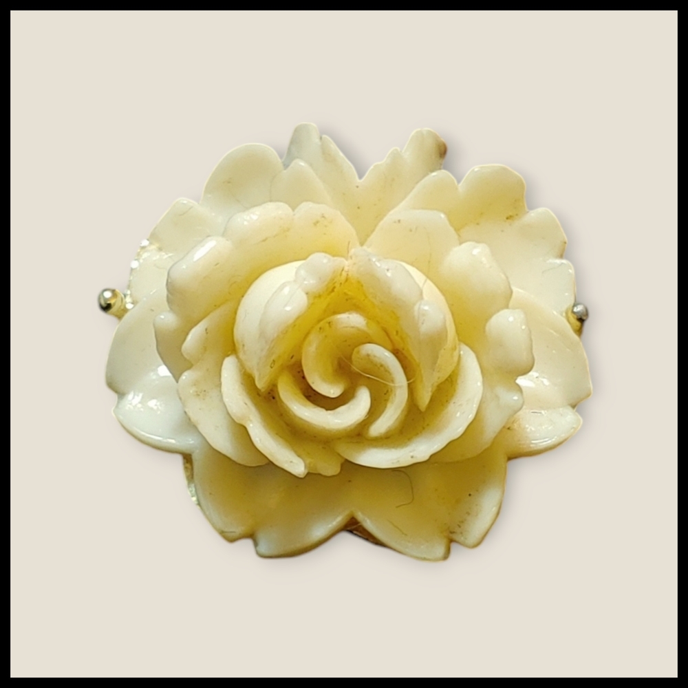Vintage Cream Rose Brooch